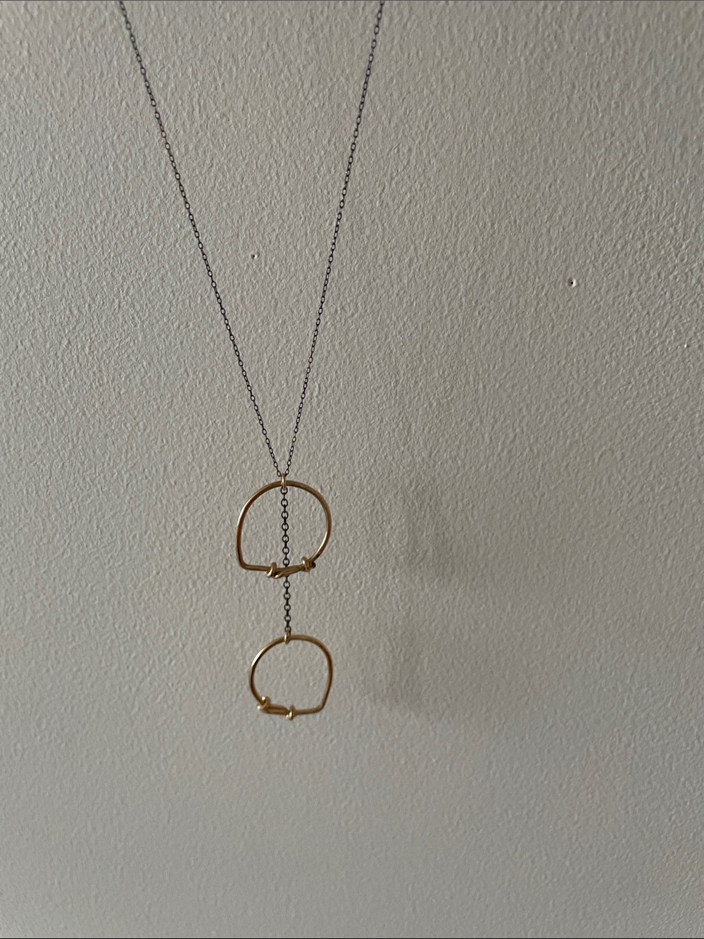 FREE PEOPLE  Two-Tier Gold Hoop Pendant Necklace